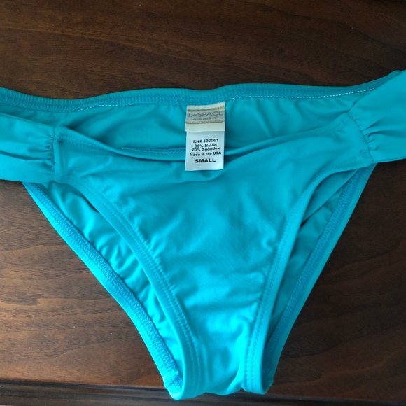 L*Space Audrey Aqua/Teal Fringe Halter Bikini - Picture 8 of 9